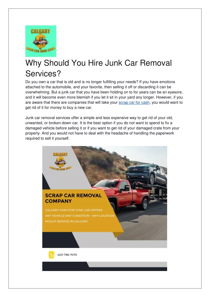 Ppt Why Should You Hire Junk Car Removal Services Powerpoint