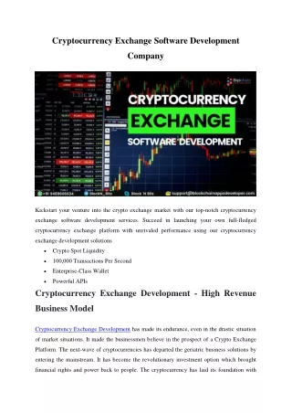 Cryptocurrency Exchange Software Development Company