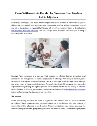 claim settlements in florida an overview from
