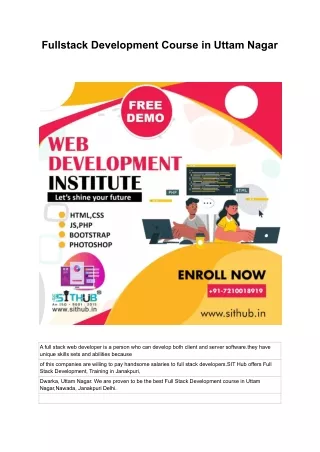 full stack development course in uttam nagar