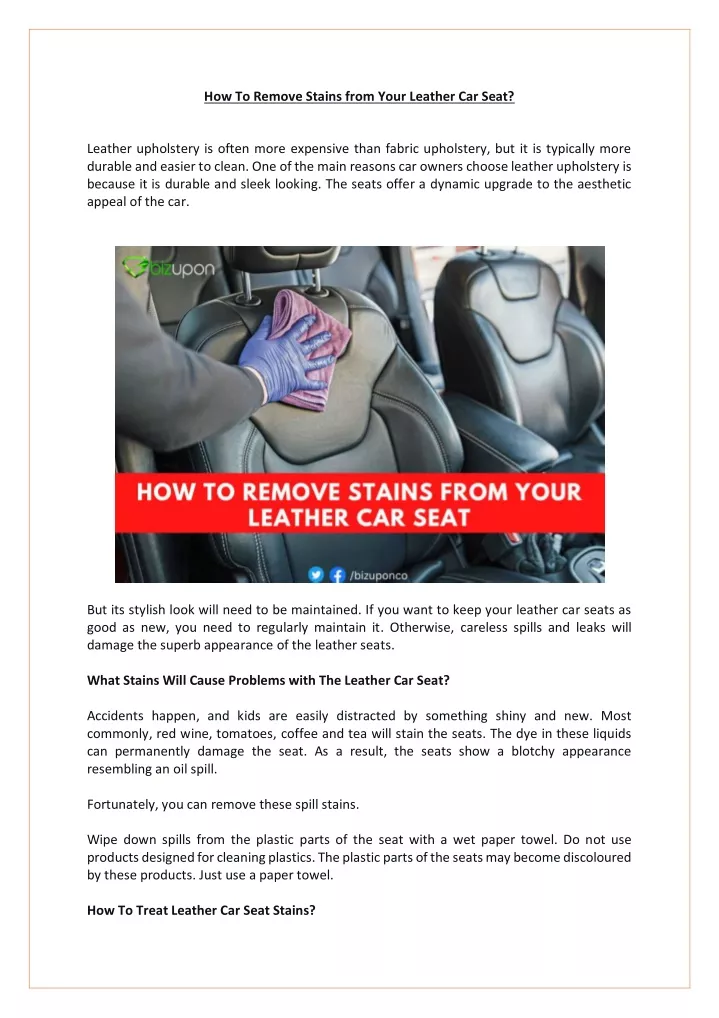 how to remove stains from your leather car seat