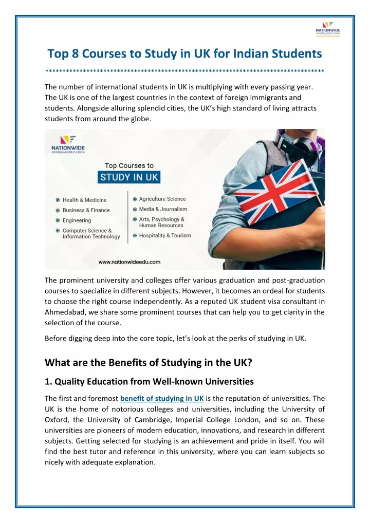 top 8 courses to study in uk for indian students