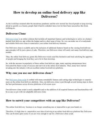 how to develop an online food delivery app like