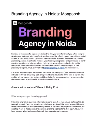 Branding Agency in Noida_ Mongoosh
