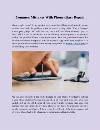 What Are the Common Mistakes With Phone Glass Repair?