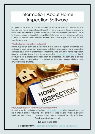 Information About Home Inspection Software