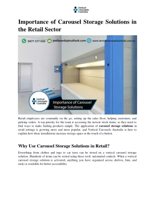Importance of Carousel Storage Solutions in the Retail Sector