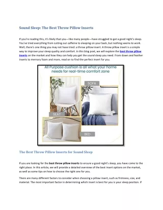 sound sleep the best throw pillow inserts