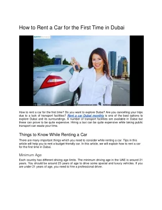 How to Rent a Car for the First Time in Dubai