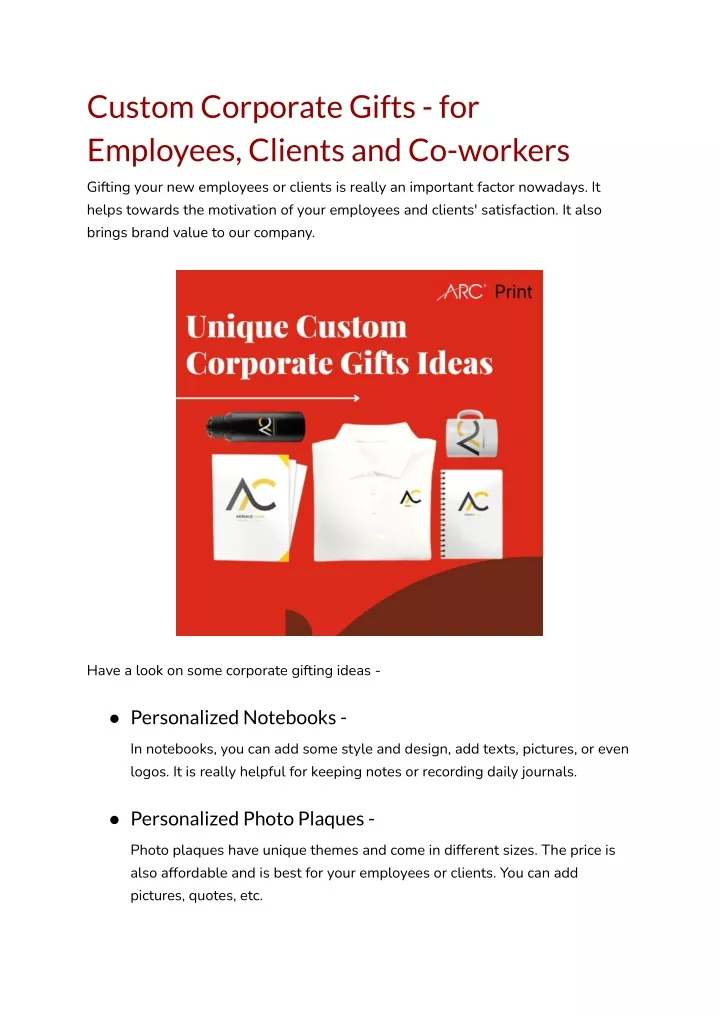 custom corporate gifts for employees clients