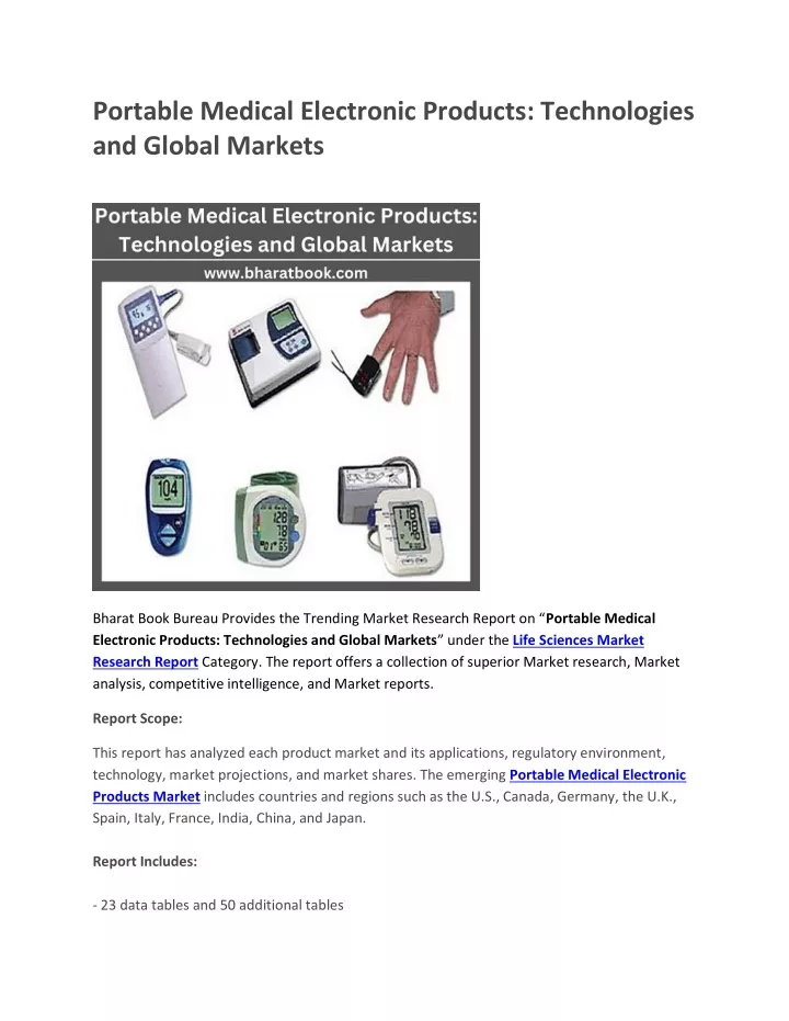 portable medical electronic products technologies