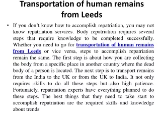 Transportation of human remains from Leeds