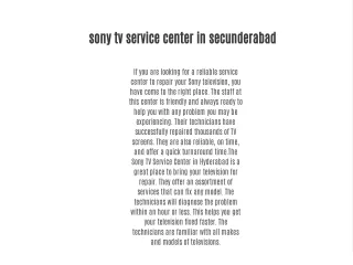 sony tv service center in secunderabad