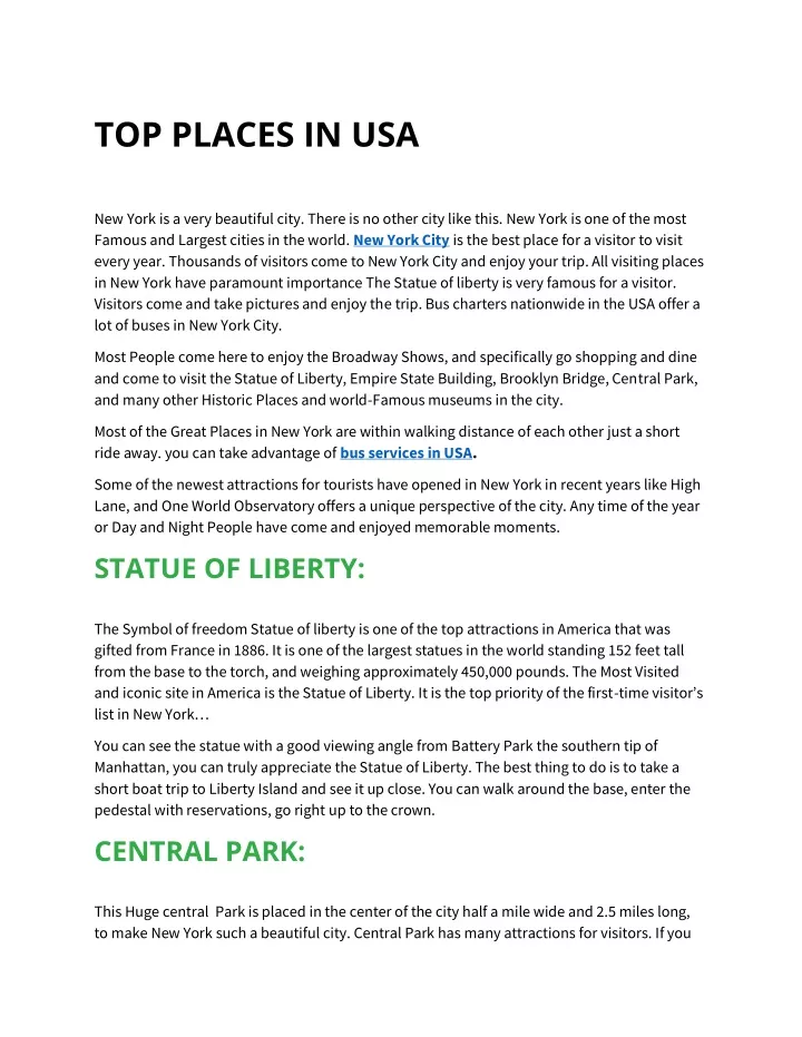 top places in usa