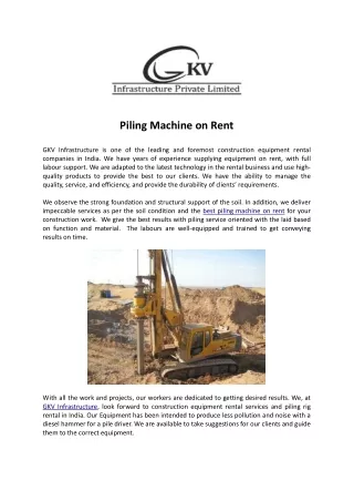 Piling Machine on Rent