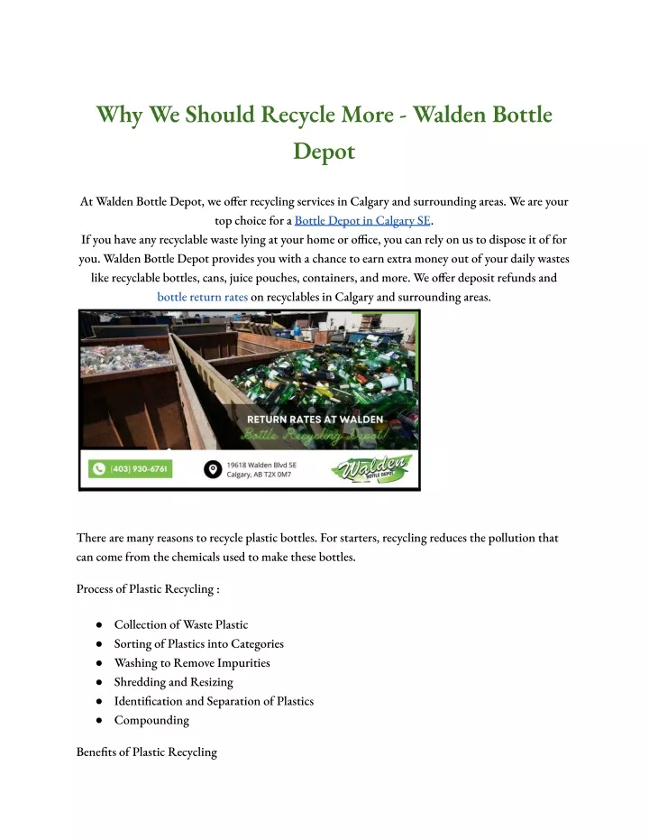 why we should recycle more walden bottle depot