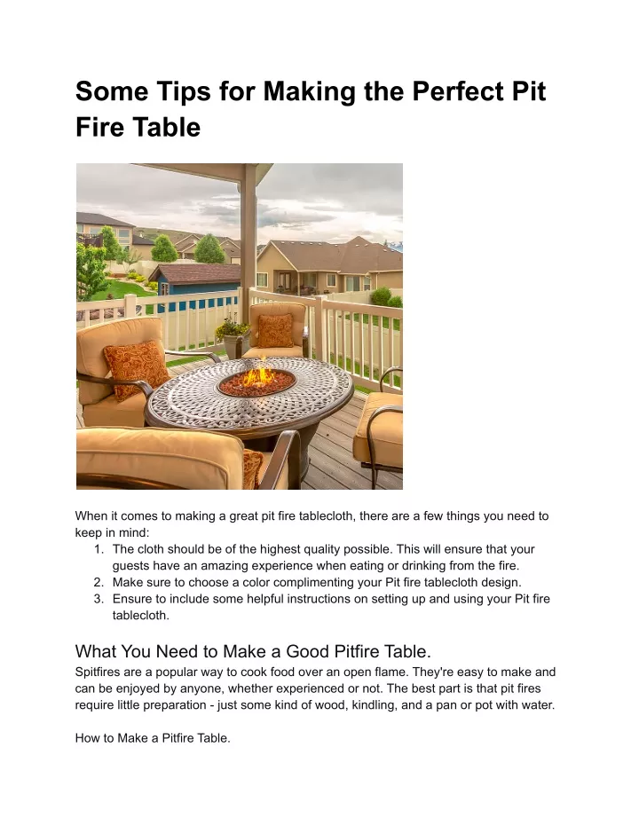 some tips for making the perfect pit fire table