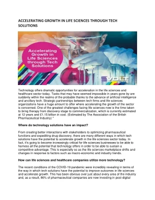 accelerating growth in life sciences through tech