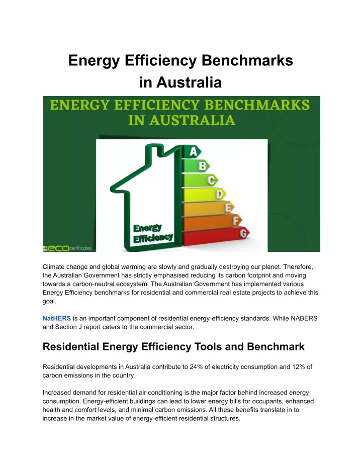 energy efficiency benchmarks in australia