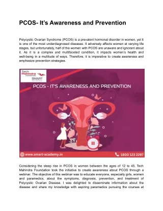 pcos it s awareness and prevention
