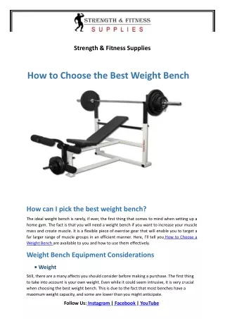 How to Choose the Best Weight Bench