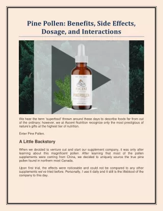 pine pollen benefits side effects dosage