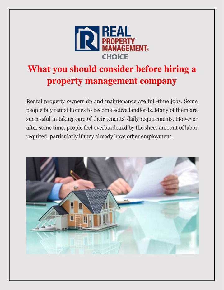 what you should consider before hiring a property