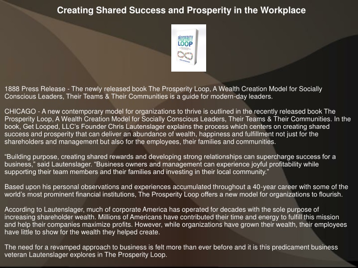 creating shared success and prosperity