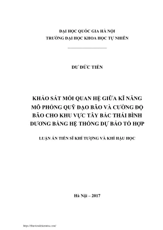 Khảo sát mối quan hệ giữa kĩ năng mô phỏng quỹ đạo bão và cường độ bão