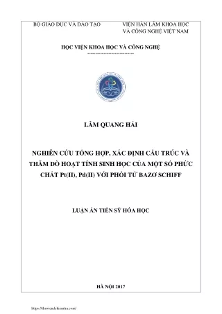 Xác định cấu trúc và thăm dò hoạt tính sinh học của một số phức chất