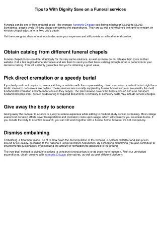 Tips to Gracefully Reduce a Funerals