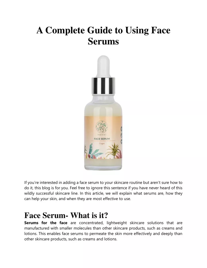 PPT - A Complete Guide to Using Face Serums PowerPoint Presentation, free download - ID:11715995