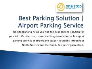 Best Parking Solution | Airport Parking Service