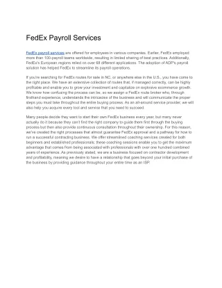 FedEx Payroll Services