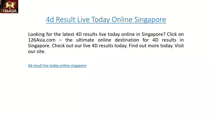 4d result live today online singapore