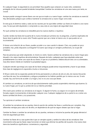 Principales razones por las que reemplazar la cerradura al cambiarte de casa