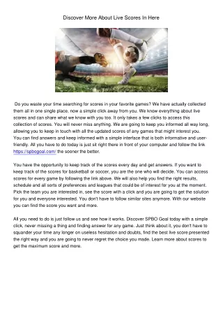 discover more about live scores in here