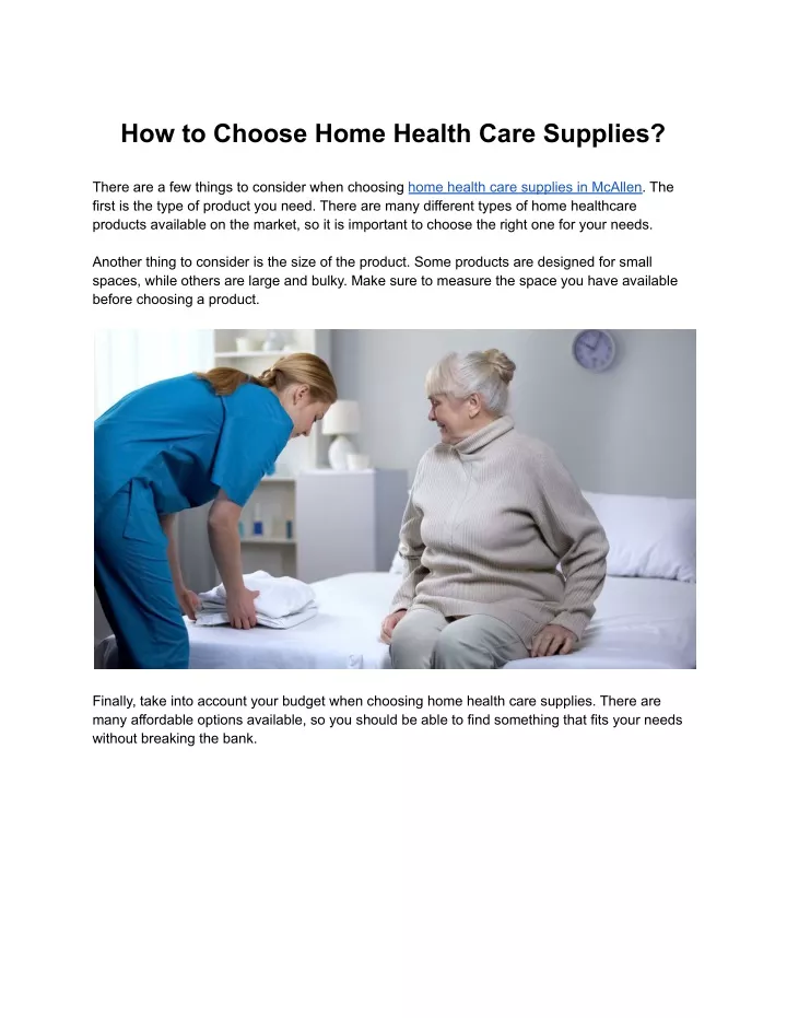 how to choose home health care supplies