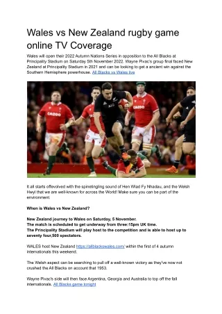 REDDIT!!Wales vs New Zealand Rugby online tv