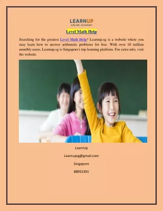 Level Math Help  Learnup.sg