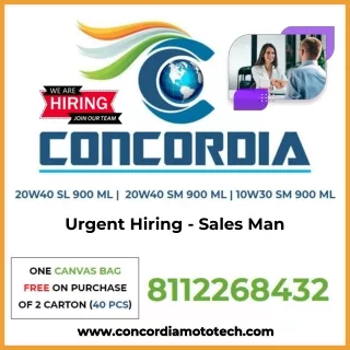 Urgent Hiring - Sales Man - Concordia Moto-Tech Global Pvt. Ltd.