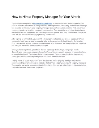 How to Hire a Property Manager for Your Airbnb