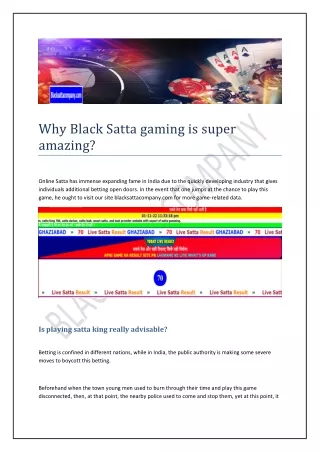 Super Amazing Game Black Satta