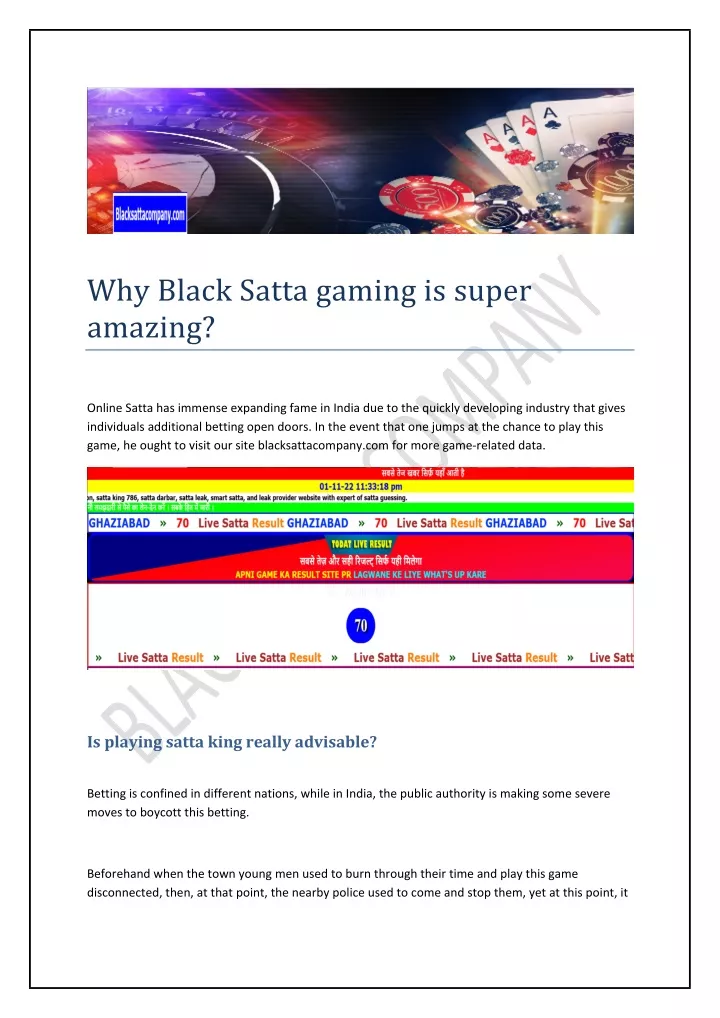 why black satta gaming is super amazing