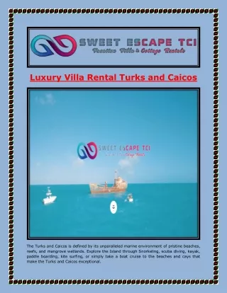 Luxury Villa Rental Turks and Caicos