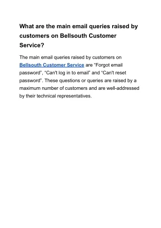 What are the main email queries raised by customers on Bellsouth Customer Service