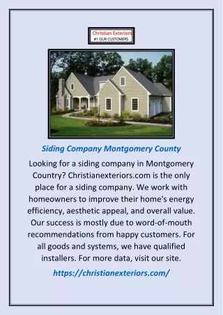 Siding Company Montgomery County | Christianexteriors.com