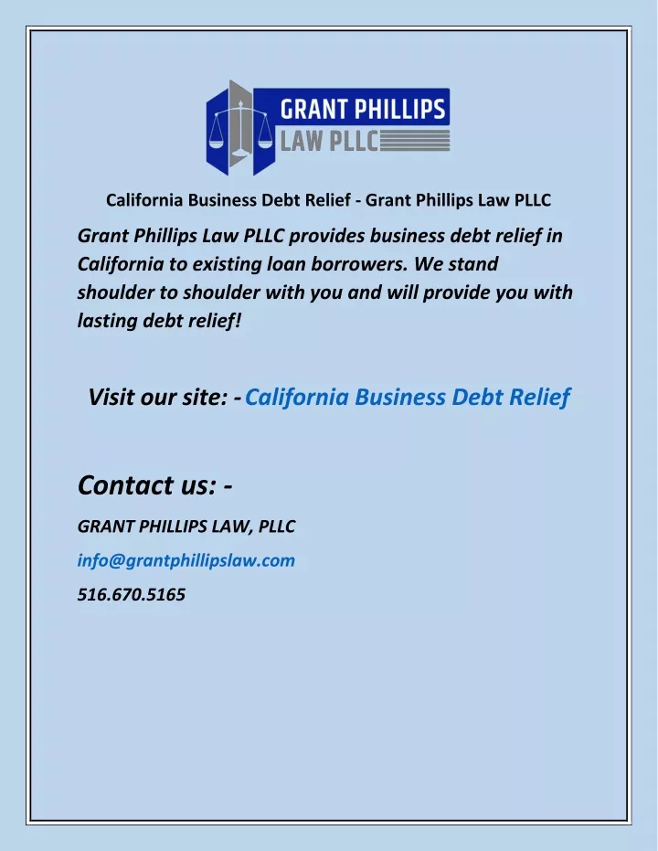 california business debt relief grant phillips
