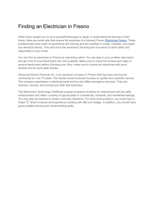 Finding an Electrician in Fresno
