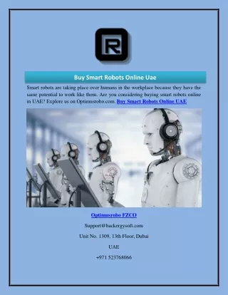 Buy Smart Robots Online Uae  Optimusrobo